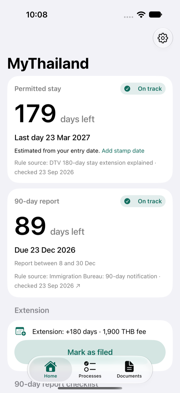Home screen showing upcoming deadlines
