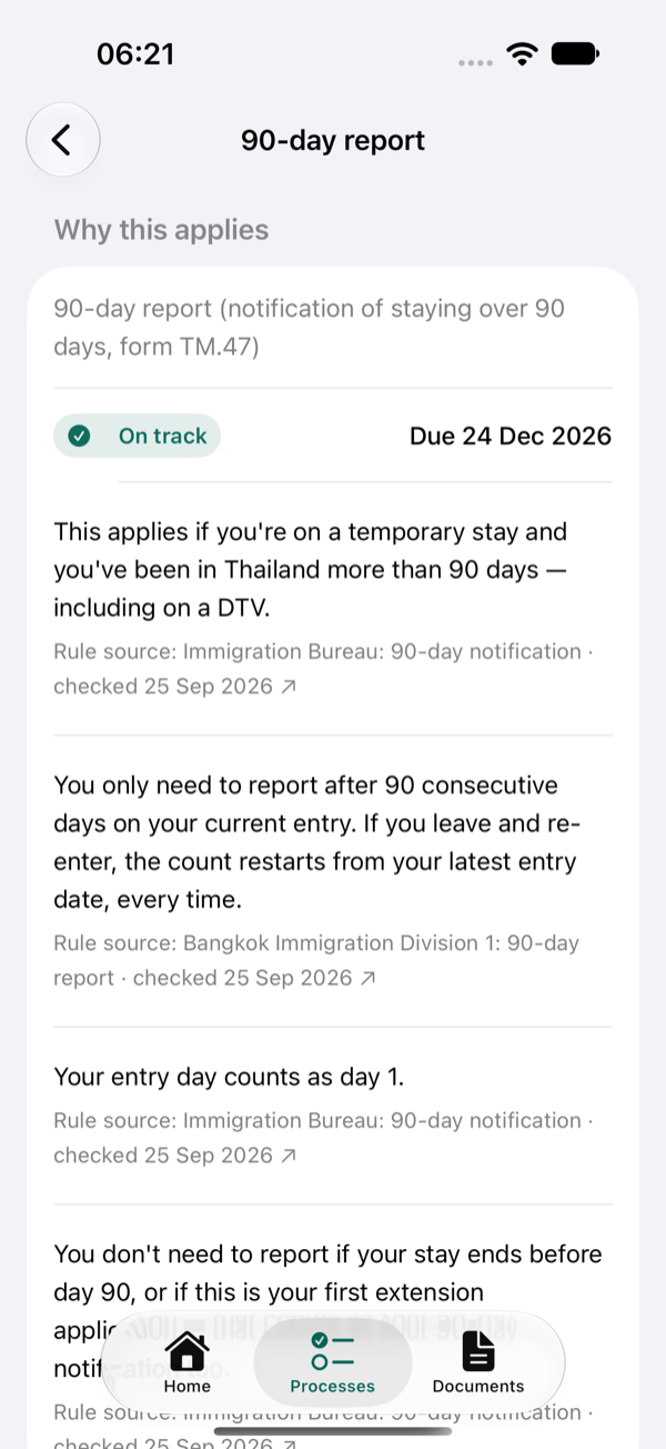 Detail screen for a 90-day report, with its source